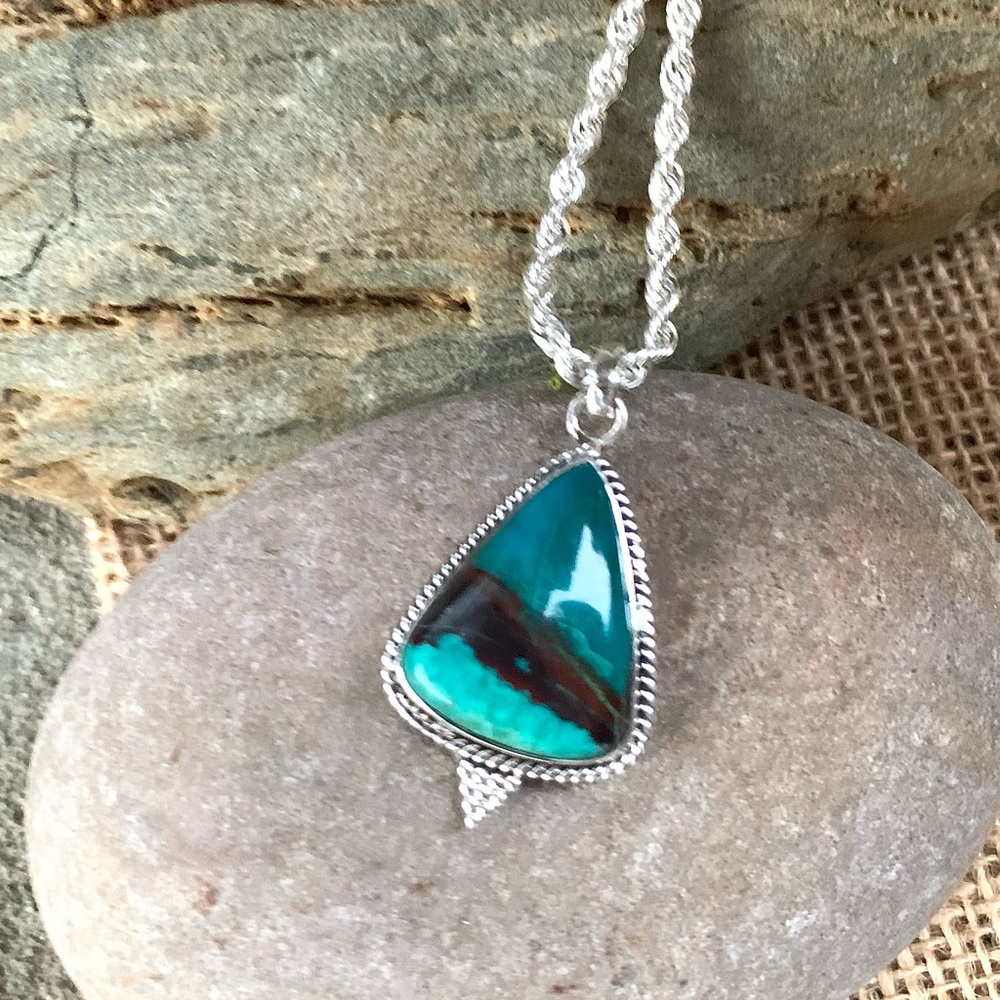 Azurite Chrysocola Sterling Silver Pendant
